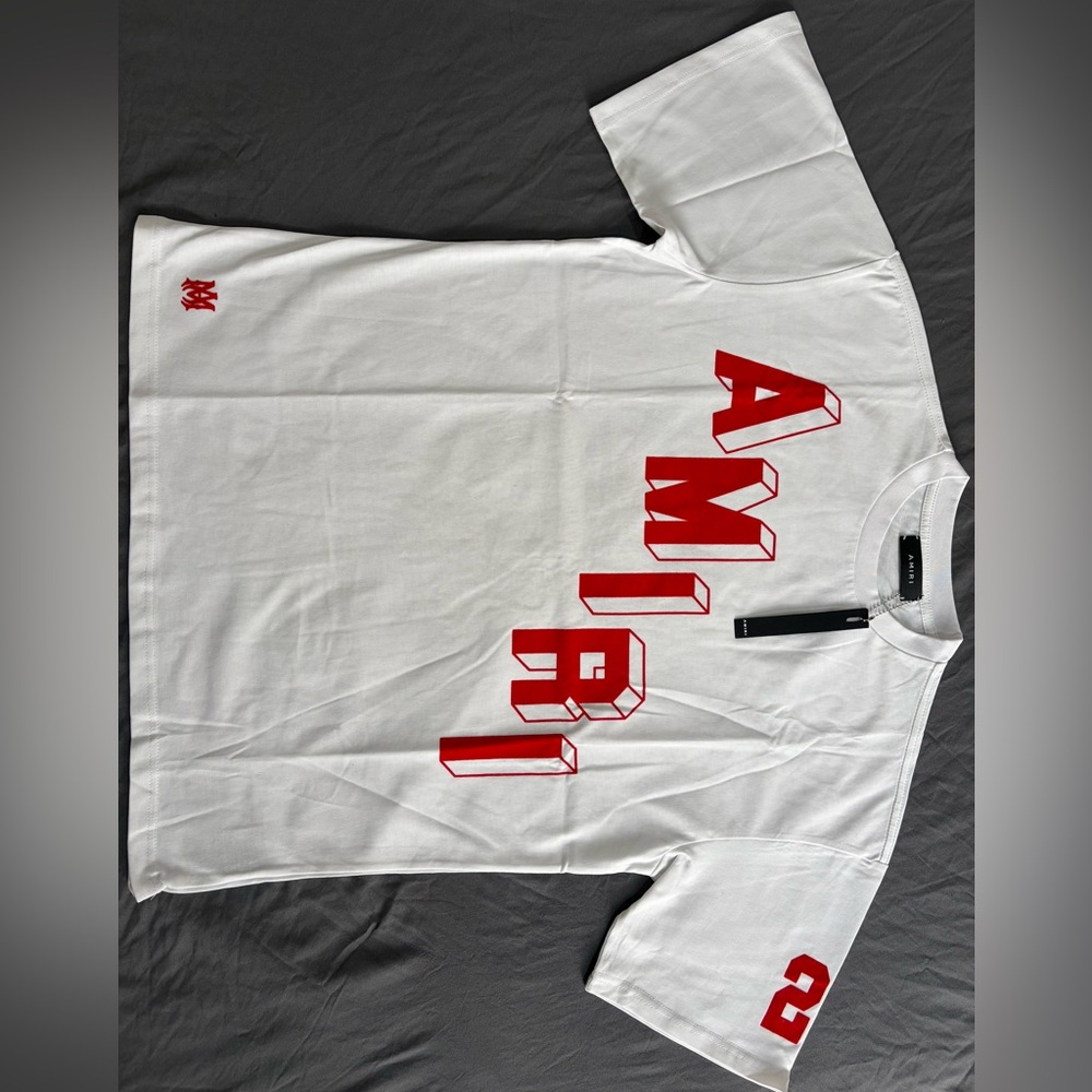 Authentic- Amiri Logo Flocked T-Shirt Receipt Purchase Included🧾✅